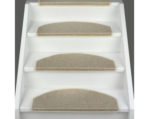Tapis d'escalier Rambo semi-circulaire beige 23,5x65x4,5 cm Tapis de marche d''escalier sur un escalier