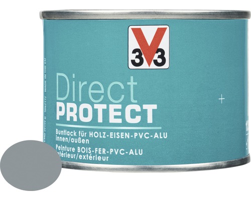 Buntlack V33 Direct Protect hellgrau 125 ml Farbdose Buntlack für Holz, Eisen, PVC und Aluminium, für Innen und Aussen