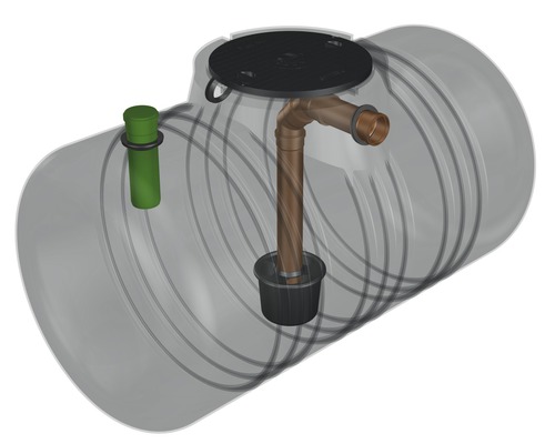 Sickergrube mit Abdeckung, Rohr und Filter