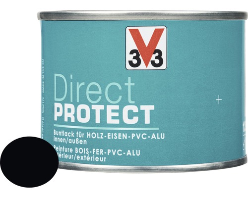 Buntlack V33 Direct Protect schwarz 125 ml Farblack für Holz, Eisen, PVC und Aluminium im Innen- und Aussenbereich