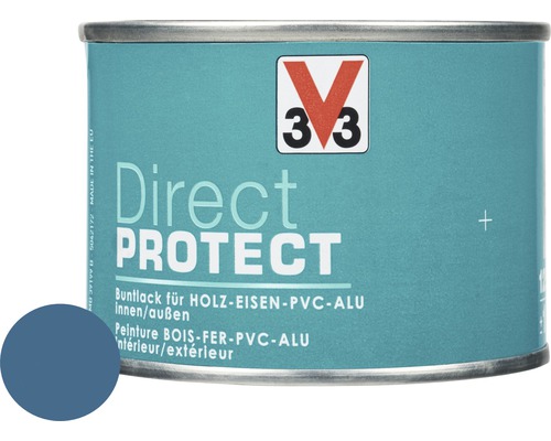 Buntlack V33 Direct Protect dunkelblau 125 ml Farbdose mit Buntlack für Holz, Eisen, PVC und Aluminium