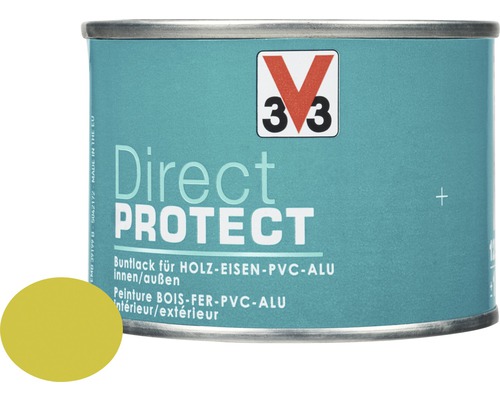 Buntlack V33 Direct Protect gelb 125 ml Farbdose Buntlack für Holz, Eisen, PVC und Aluminium