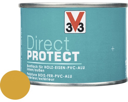 Buntlack V33 Direct Protect honig 125 ml Farbdose mit Buntlack für Holz, Eisen, PVC und Aluminium für den Innen- und Aussenbereich