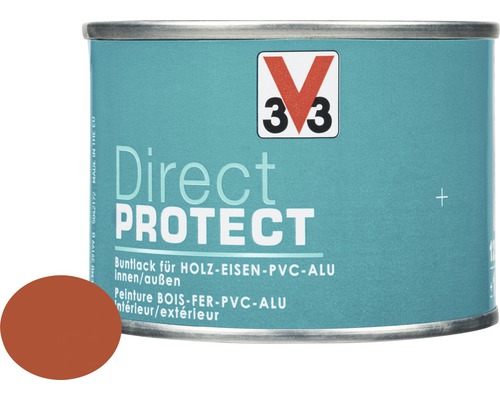 Laque couleur V33 Direct Protect paprika 125 ml Boîte de peinture multicolore pour bois, fer, PVC et aluminium