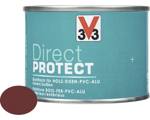 Buntlack V33 Direct Protect dunkelrot 125 ml Lackdose mit Buntlack für Holz, Eisen, PVC und Aluminium, geeignet für den Innen- und Aussenbereich