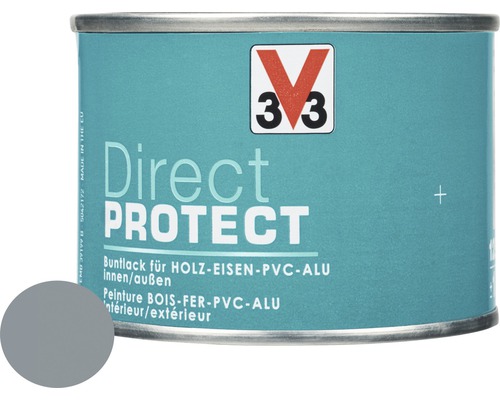 Buntlack V33 Direct Protect hellgrau 125 ml Farbdose Buntlack für Holz, Eisen, PVC, Aluminium, Innen und Aussen