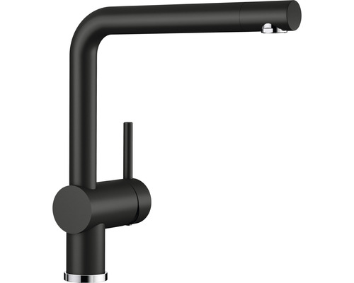 Robinetterie de cuisine haute pression Blanco LINUS aspect Silgranit noir 526149 Robinet de cuisine noir avec bec haut