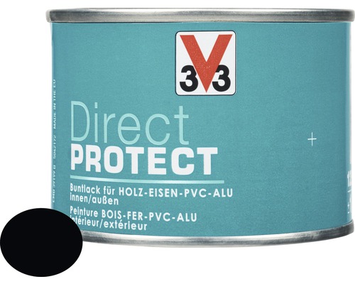 Buntlack V33 Direct Protect schwarz 125 ml Farbdose Buntlack für Holz, Eisen, PVC und Aluminium von V33