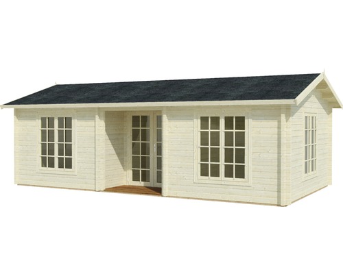 Abri de jardin en bois avec fenêtres et porte double