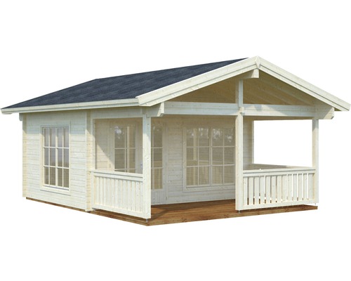 Maison de jardin en bois avec véranda couverte et fenêtres