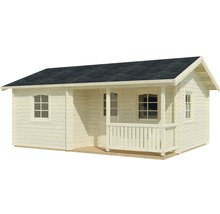 Gartenhaus Palmako Sandra 21,5+3,7 m² inkl. Fussboden, Terrasse und Brüstung 684 x 502 cm natur