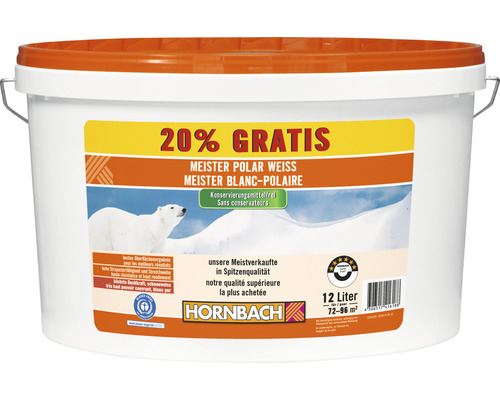 HORNBACH Wandfarbe Meister Polarweiss konservierungsmittelfrei 12 l