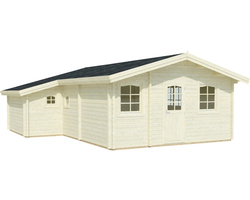 Abri de jardin en bois avec fenêtres et porte