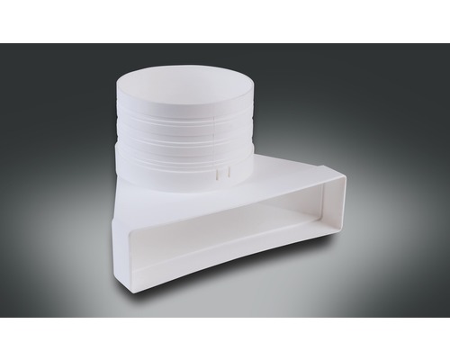 Pièce de dérivation pour tube plat Rotheigner avec tubulures blanc 220x54 mm Coude de conduit rectangulaire pour systèmes de ventilation