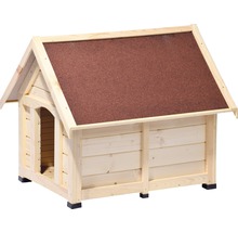 Hundehütte aus Holz mit Dachpappe