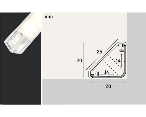 Profilé d''éclairage LED avec dimensions