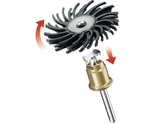 Meule à lamelles avec mandrin de serrage pour perceuses