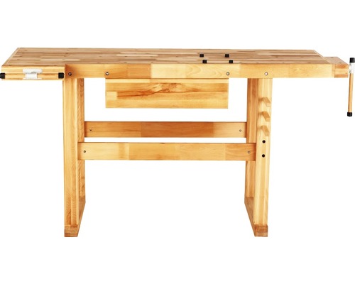 Établi en bois avec tiroir et étau