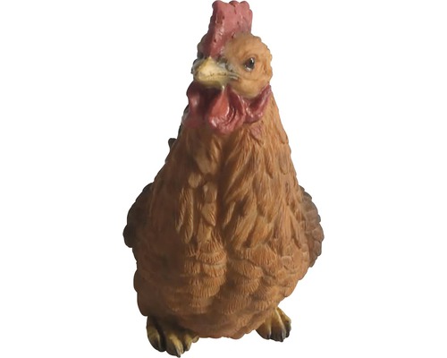 Figurine décorative Lafiora poulet h 14cm brun