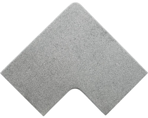 Pièce d'angle de bordure de piscine FLAIRSTONE Phönix gris intérieur + extérieur arrondis 60 x 35 / 60 x 35 cm