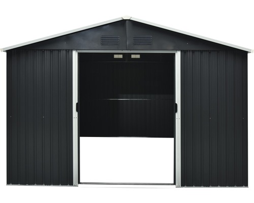 Abri de jardin métallique avec portes coulissantes