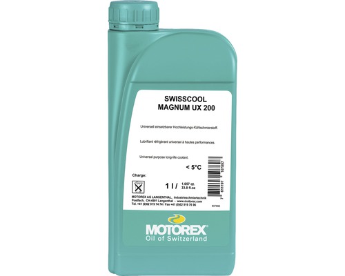 Lubrifiant réfrigérant Motorex Swisscool Magnum UX 200 1 l Lubrifiant de refroidissement Swisscool Magnum UX 200 dans une bouteille d''un litre
