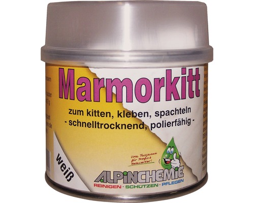 Marmorkitt (kit de réparation marbre) AlpinChemie blanc nouveau 250g Mastic de marbre pour mastiquer, coller et enduire en pot