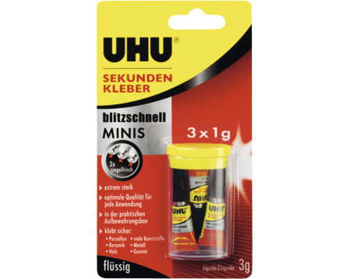 UHU Sekundenkleber blitzschnell Minis 3 x 1 g