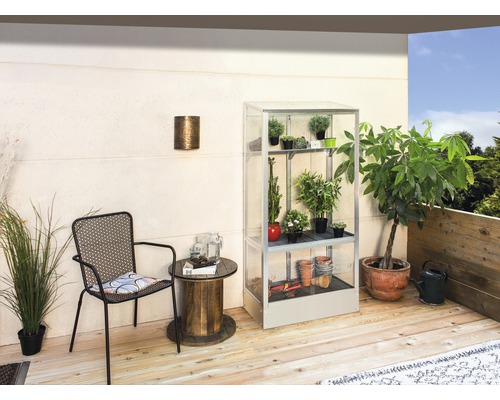 Serre pour balcon Vitavia Polis 350 verre de sécurité trempé avec cadre de sol 81x43 cm alu