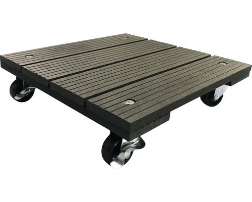 Chariot de plante Lafiora bois composite 30x30x7,5 cm carré marron TK 100 kg Planche à roulettes en plastique avec quatre roulettes