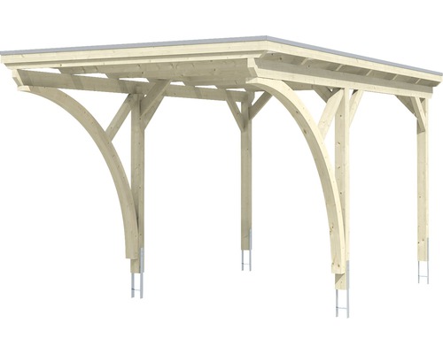 Carport en bois avec capuchons de protection en métal