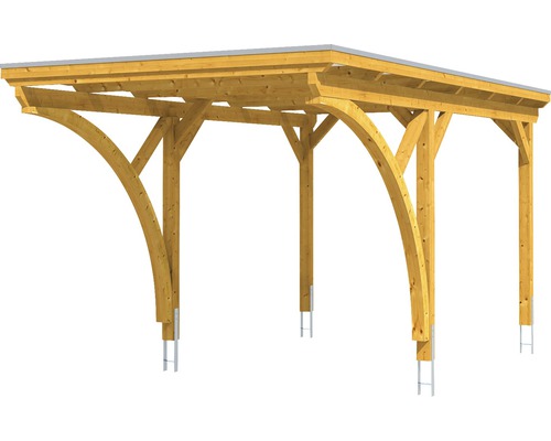 Abri de voiture en bois avec toit en pente pour montage