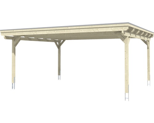 Abri de voiture en bois avec toit plat