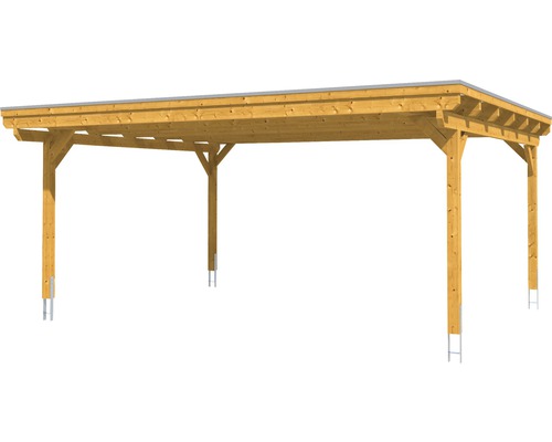 Abri de voiture en bois avec toit plat