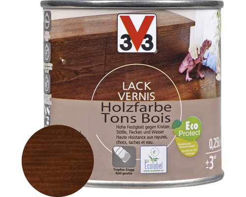 Vernis pour bois mat satiné chêne foncé 250 ml Vernis à bois en pot avec la mention anti-goutte
