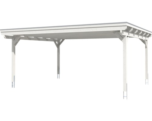 Abri de voiture en bois blanc avec toit plat