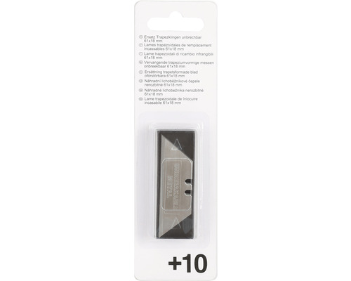 Zehn Stück unzerbrechliche Trapezklingen 61x18 Millimeter