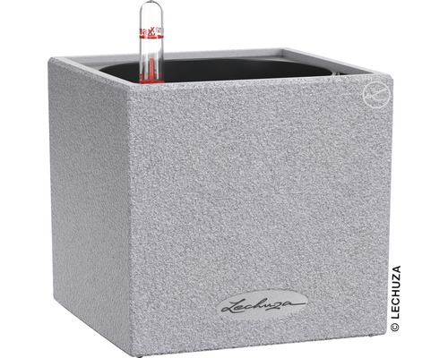 Blumentopf Canto Stone Kunststoff 14x14x14 cm steingrau inkl. Erdbewässerungsystem und Wasserstandsanzeiger