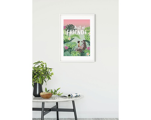 Cadre photo décoratif avec motif du Livre de la Jungle ''Meilleurs amis'' sur un mur