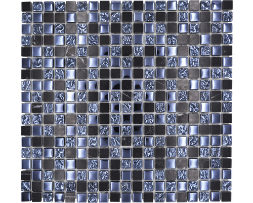Glasmosaik mit Naturstein XCM M860 schwarz 30,5x32,5 cm