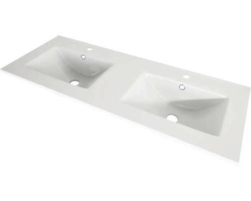 Double meuble-lavabo 121x47 cm céramique blanc-0