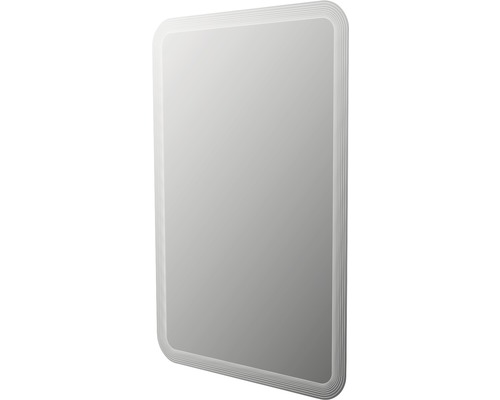 Miroir de salle de bains LED 60x90 cm à rayures arrondi IP 44 (protection contre les corps étrangers et les projections d'eau)