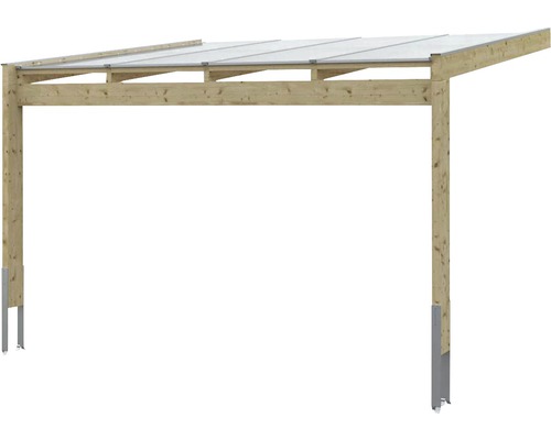 Holzcarport mit transparenter Bedachung und Metallfüssen