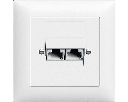 Edizio Due UP RJ45 Dose Itplus weiss Doppelte Netzwerkdose mit quadratischer Blende für die Wandmontage