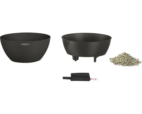 Ensemble de pots pour plantes Lechuza Yula avec insert, indicateur de niveau d''eau et substrat de plantation