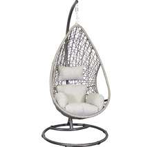 Hängesessel mit Metallgestell und geflochtenem Korb