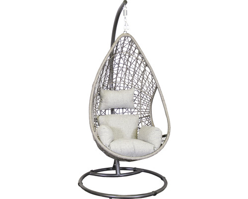 Hängesessel mit Metallgestell und geflochtenem Korb