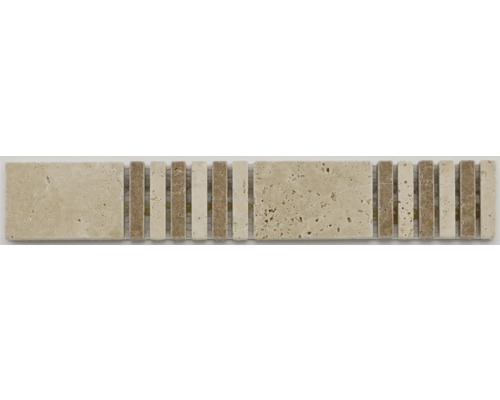 Natursteinbordüre Travertine weiss 30.5x4.8 cm Mosaikfliese aus Travertin