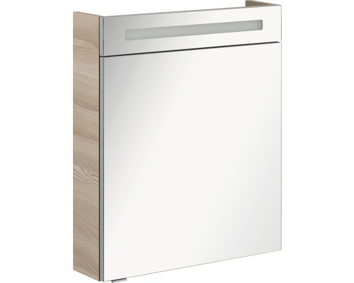 Armoire de toilette FACKELMANN B.clever LED lxhxp 60x71x16 cm frêne d'Alaska Armoire de salle de bains avec façade miroir et structure en bois sur les côtés