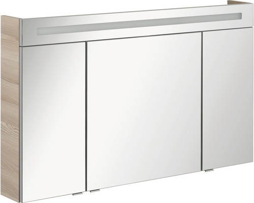 Armoire de toilette FACKELMANN B.clever LED lxhxp 120x71x16 cm frêne d'Alaska Armoire de toilette à miroir avec trois portes et éclairage